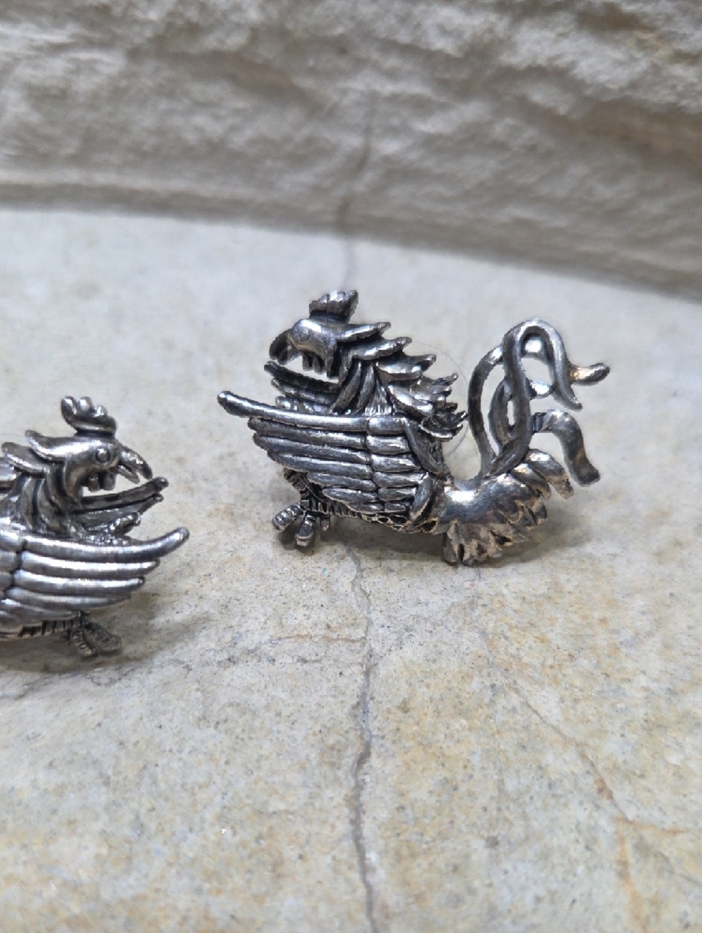 MJ Silver Phoenix firebird Dragon Earrings - Rare - Picture 4 of 7